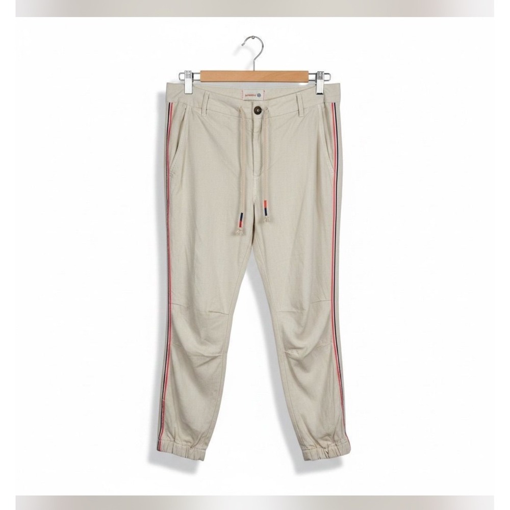 Anthropologie‎ Sundry Cream Stripe Trim Jogger Pants tuxedo cream zipper 28